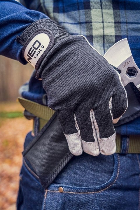 97-604 RĘKAWICE ROBOCZE, SKÓRA ŚWIŃSKA LICOWA, Z RZEPEM, 8" NEO TOOLS