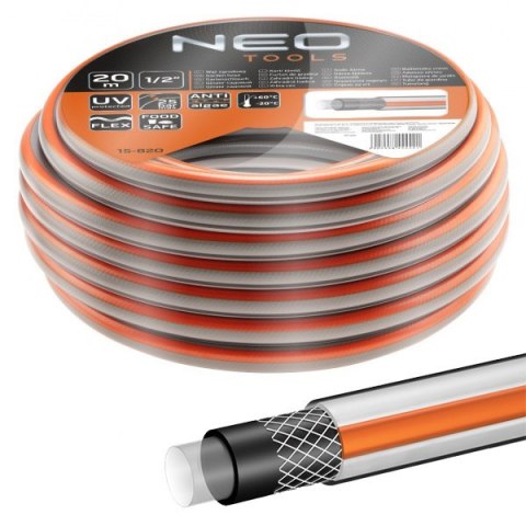 15-820 WĄŻ OGRODOWY 1/2" X 20 M, 4-WARSTWOWY NEO OPTIMA NEO TOOLS 15-820 WĄŻ OGRODOWY 1/2" X 20 M, 4-WARSTWOWY NEO OPTIMA NEO TOOLS