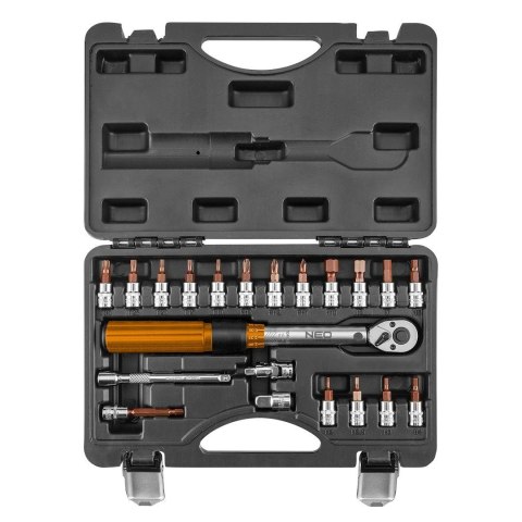 08-821 KLUCZ DYNAMOMETRYCZNY DWUKIERUNKOWY 1/4", 5-25NM, ZESTAW 21 SZT. NEO TOOLS 08-821 KLUCZ DYNAMOMETRYCZNY DWUKIERUNKOWY 1/4", 5-25NM, ZESTAW 21 SZT. NEO TOOLS