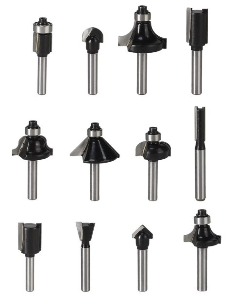 Frezy do drewna widiowe, trzpień 6 mm, zestaw 12 szt 56T613