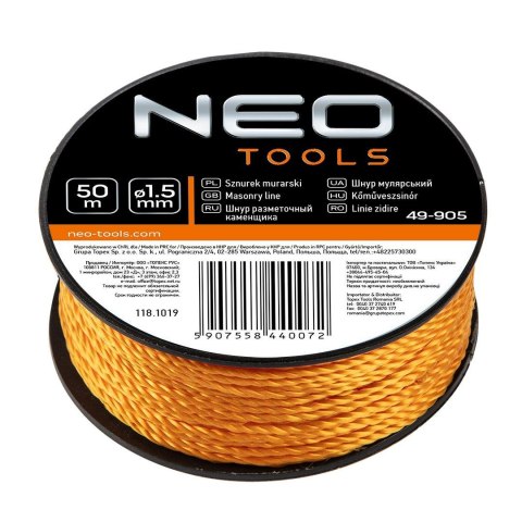 NEO TOOLS 49-905 SZNUREK MURARSKI 50 M NEO TOOLS 49-905 SZNUREK MURARSKI 50 M
