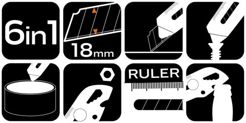 Nóż z ostrzem łamanym wielofunkcyjny, 6 w 1 63-713