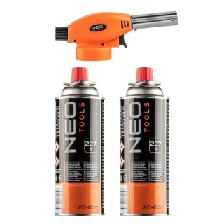 PALNIK GAZOWY NAKRĘCANY + 2 NABOJE Z GAZEM BUTAN, 227G NOWOŚĆ NEO TOOLS 20-040