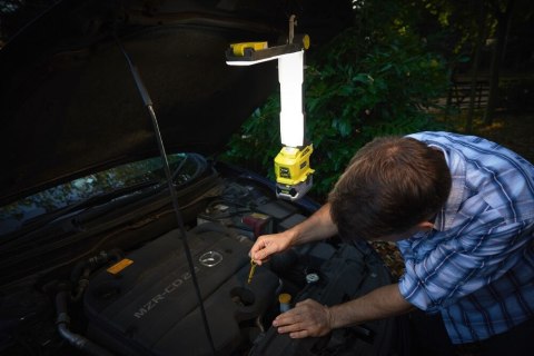 Lampa LED ONE + Akumulatorowa Składana Warsztatowa Oświetlenie Przenośne Korpus Solo Ryobi R18ALF-0 18V